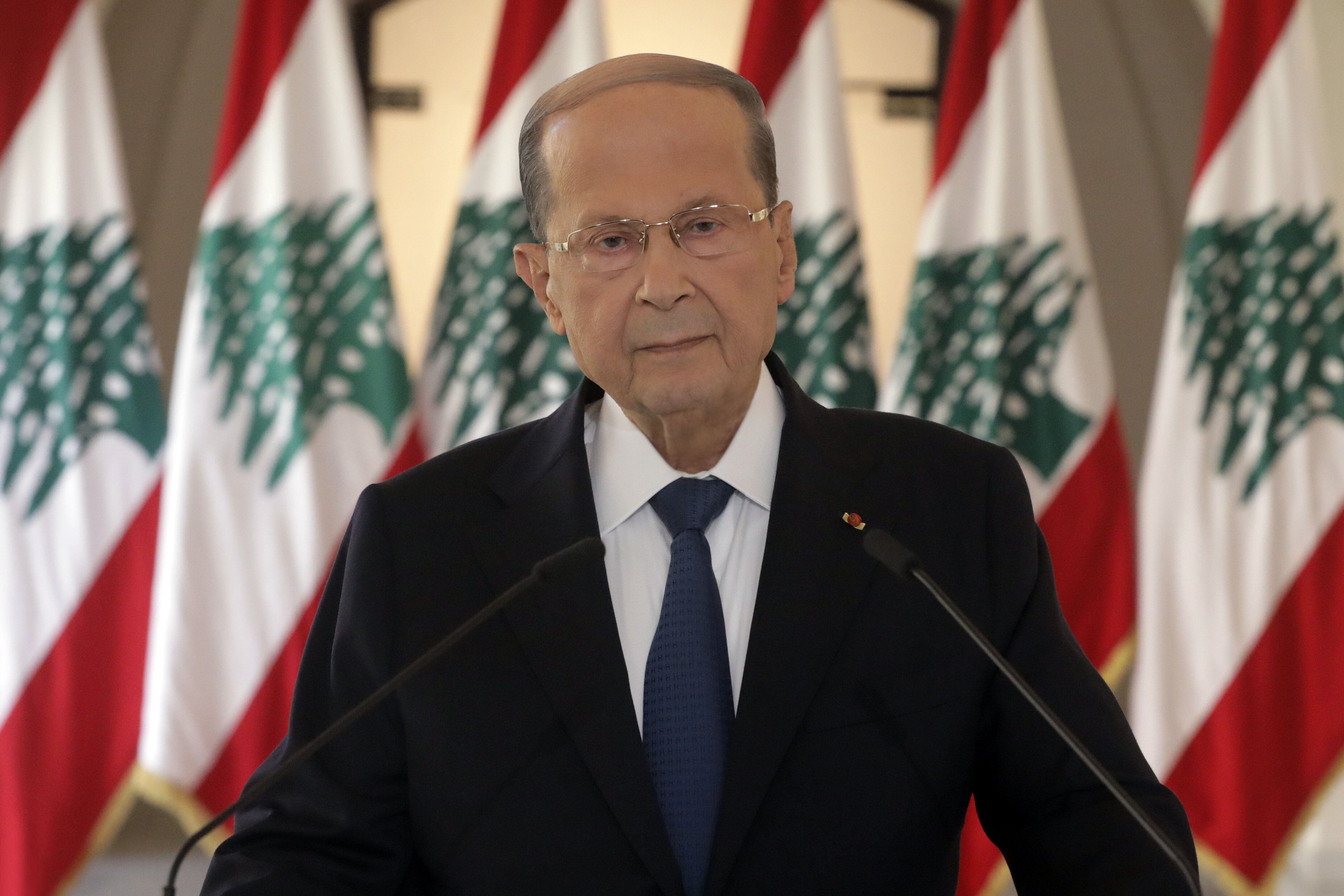 Le président libanais Michel Aoun, ici le 1er août, a évoqué la piste d'une...