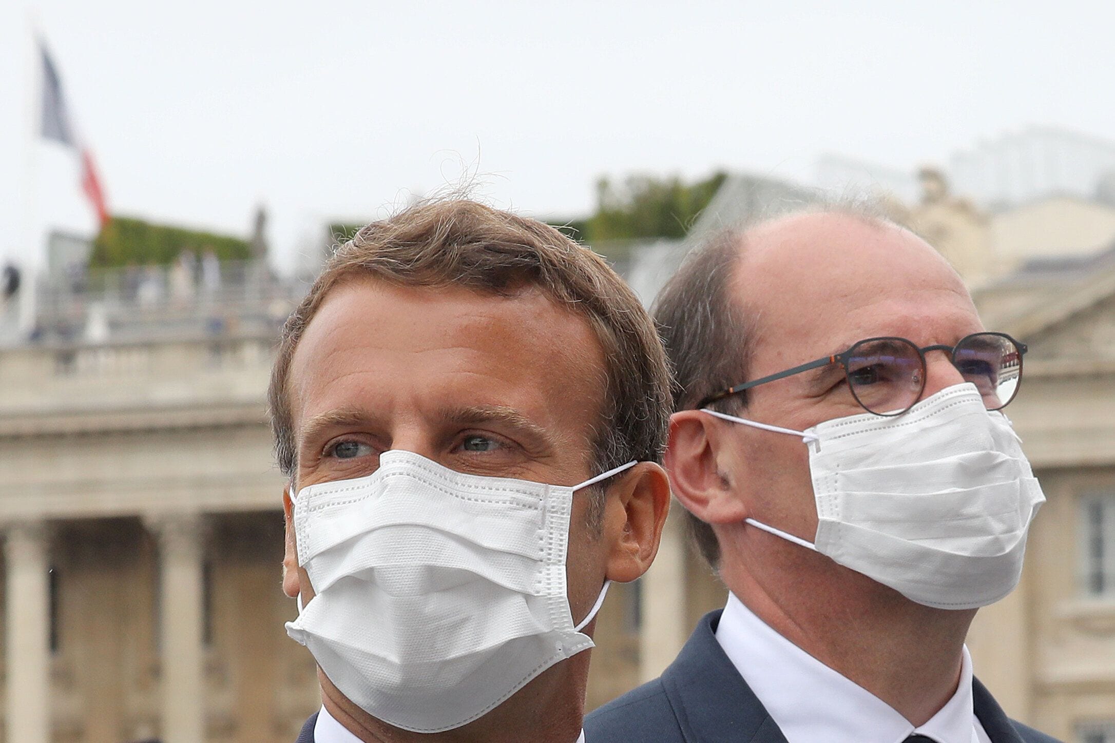 Emmanuel Macron et Jean Castex Place de la Concorde, le 14 juillet