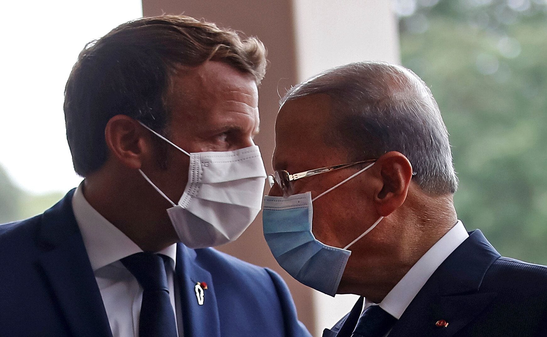 Emmanuel Macron et le président libanais Michel Aoun le 1er