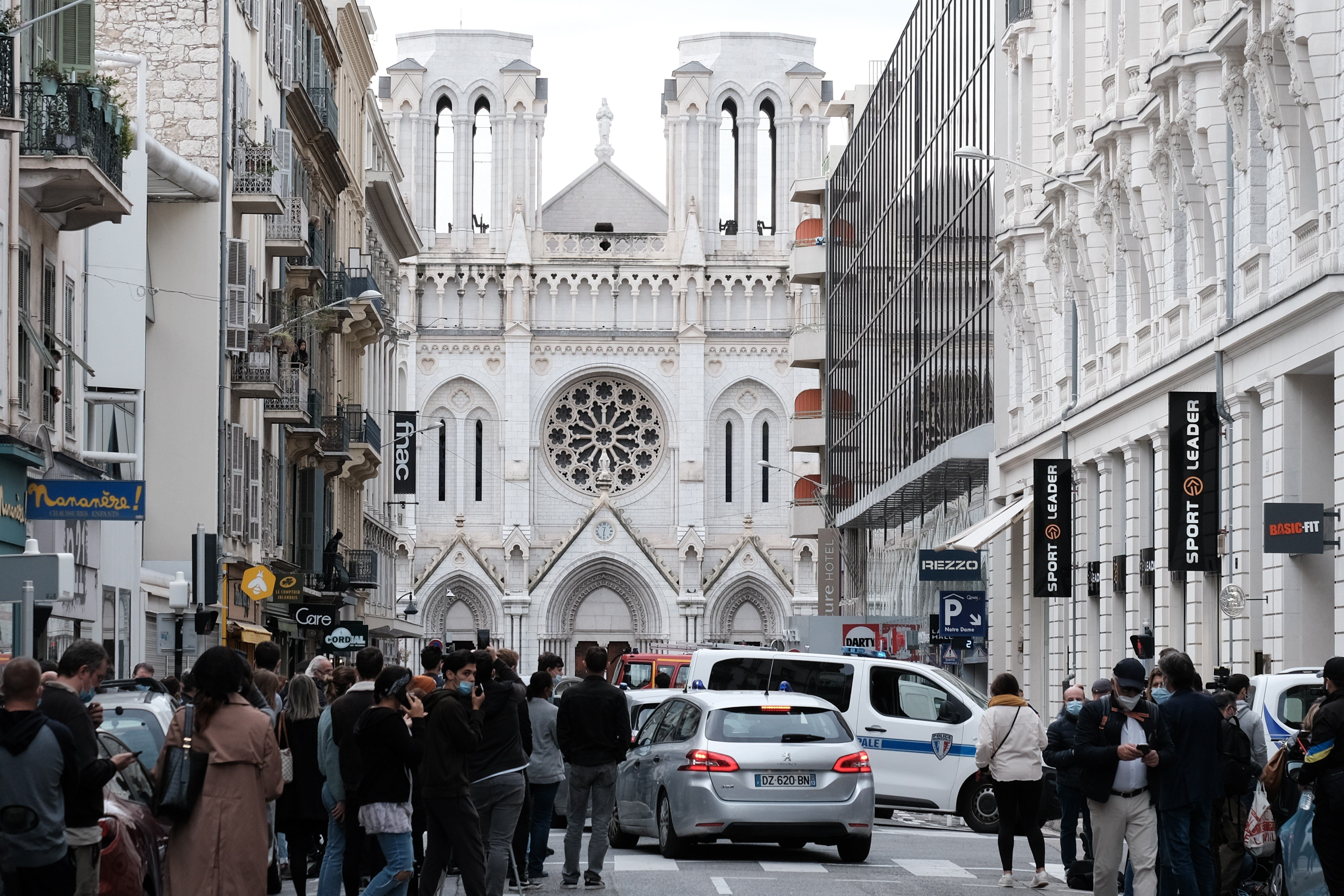La basilique de Nice le 29 octobre 2020 (Xinhua/Serge Haouzi via Getty