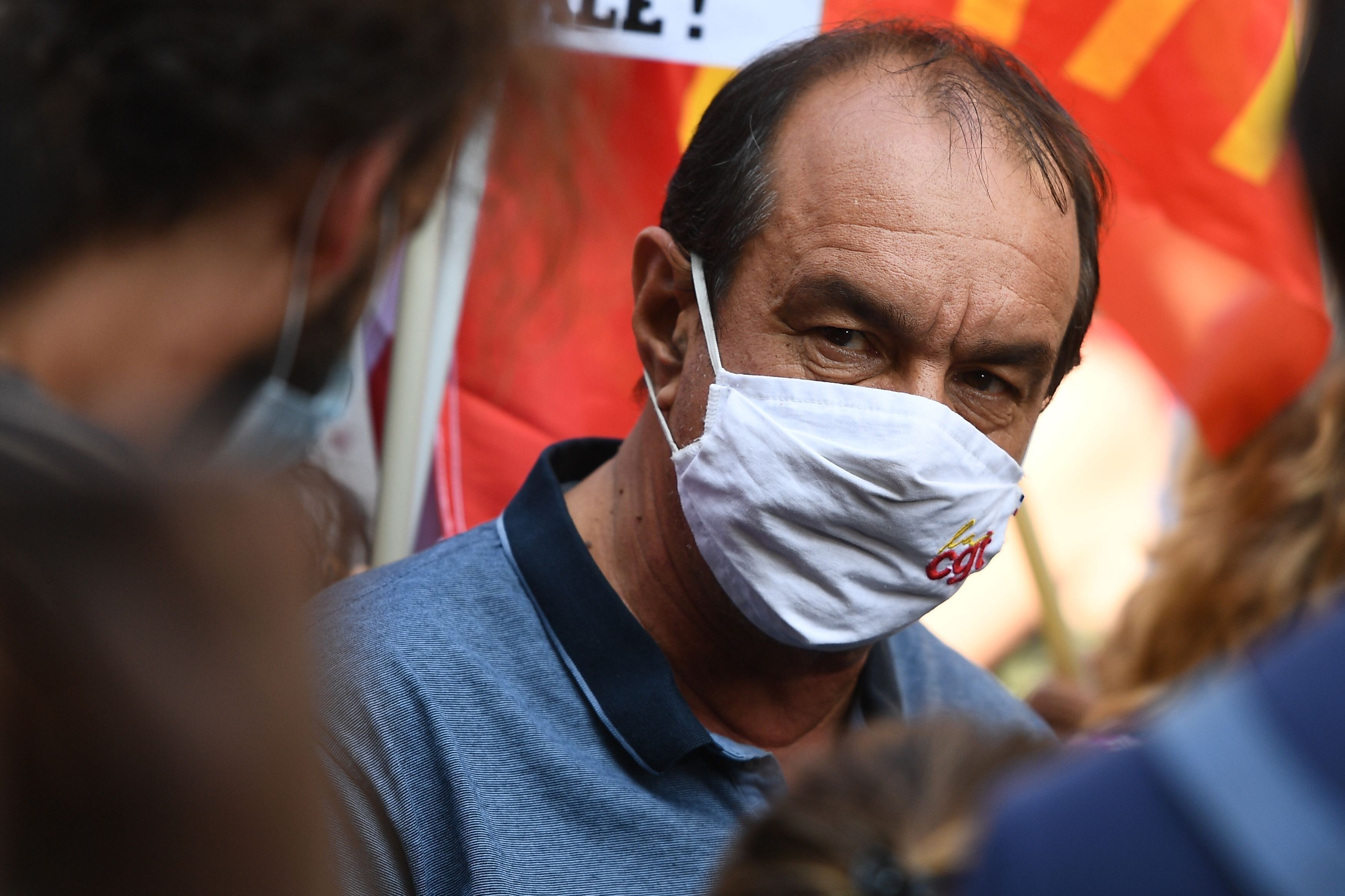 Philippe Martinez, ici lors de la manifestation parisienne du 17 septembre, invite le gouvernement à...