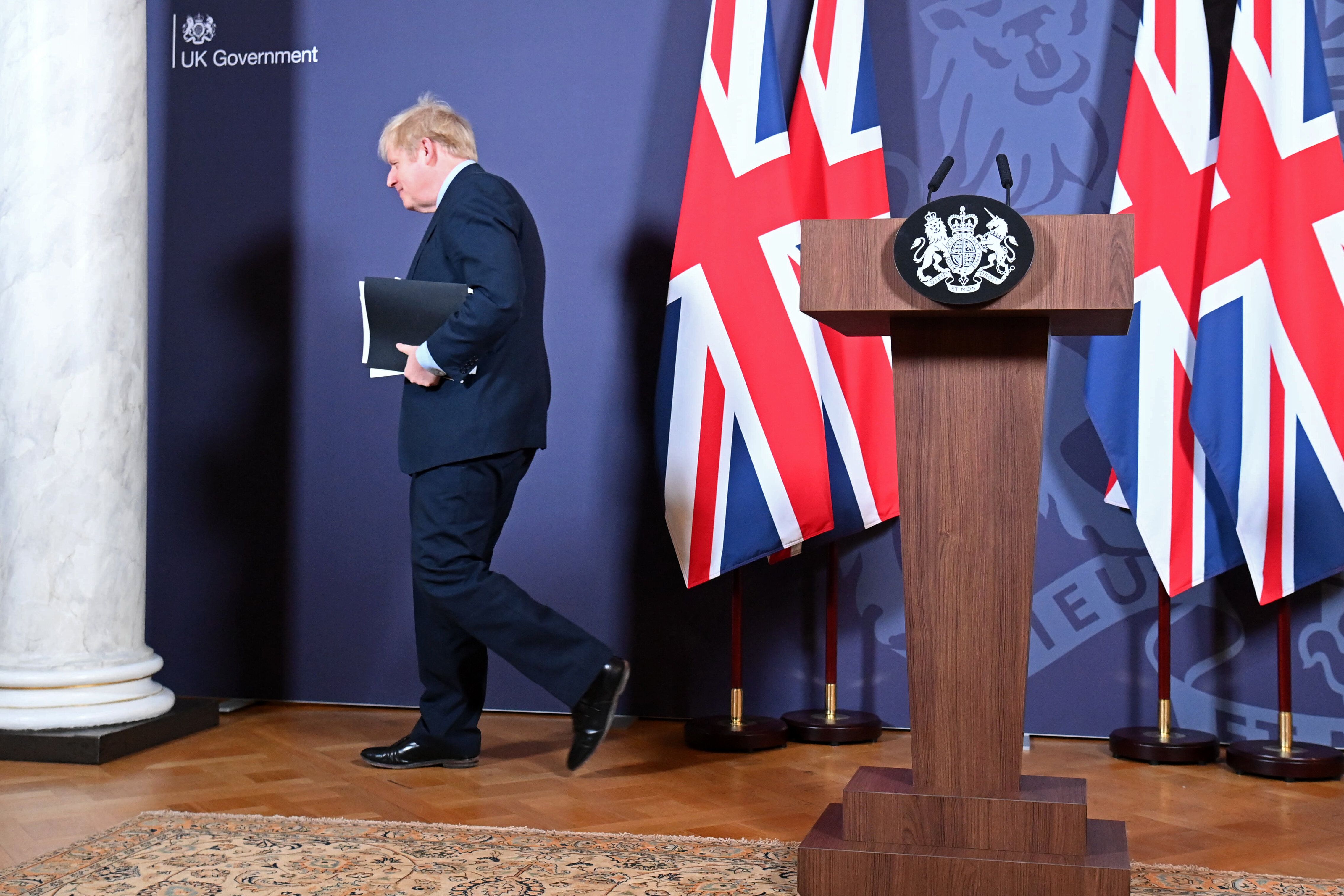 Boris Johnson, après sa conférence de presse à Londres, le 24 décembre