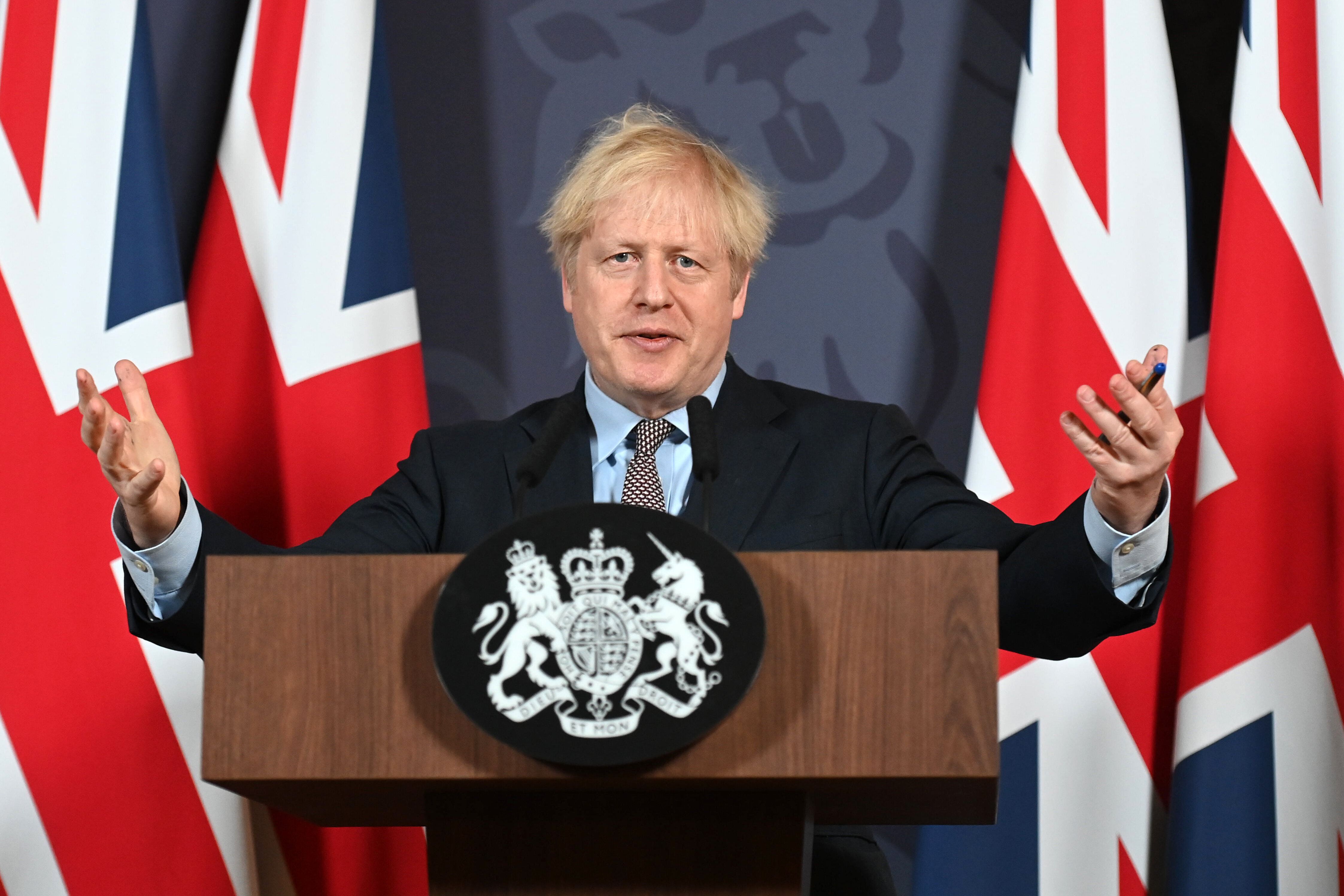 Boris Johnson, ici lors d'une conférence de presse à Londres, le 24 décembre