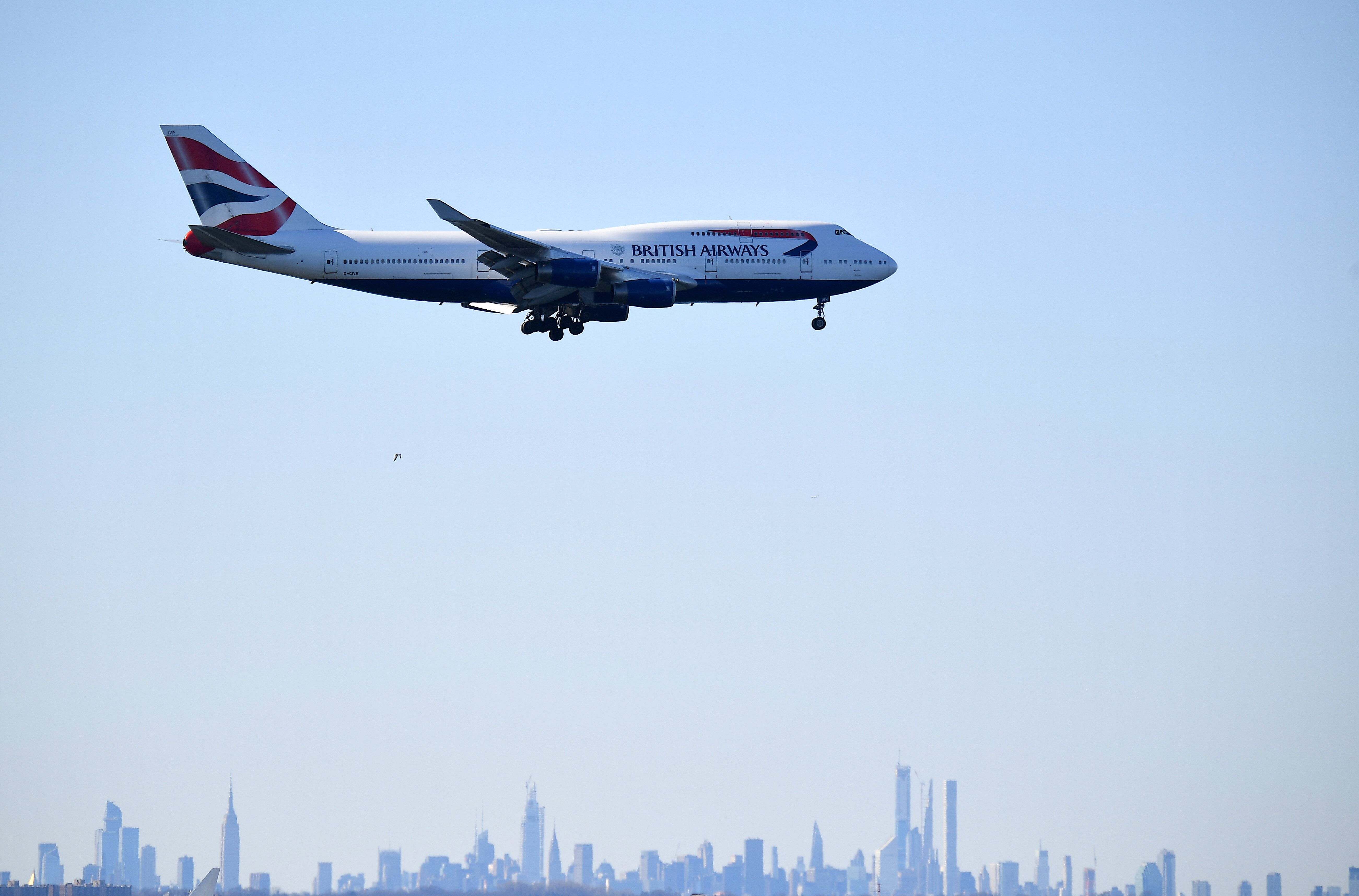 Un avion de British Airways avant son atterrissage à l'aéroport JFK de New York, le 15...