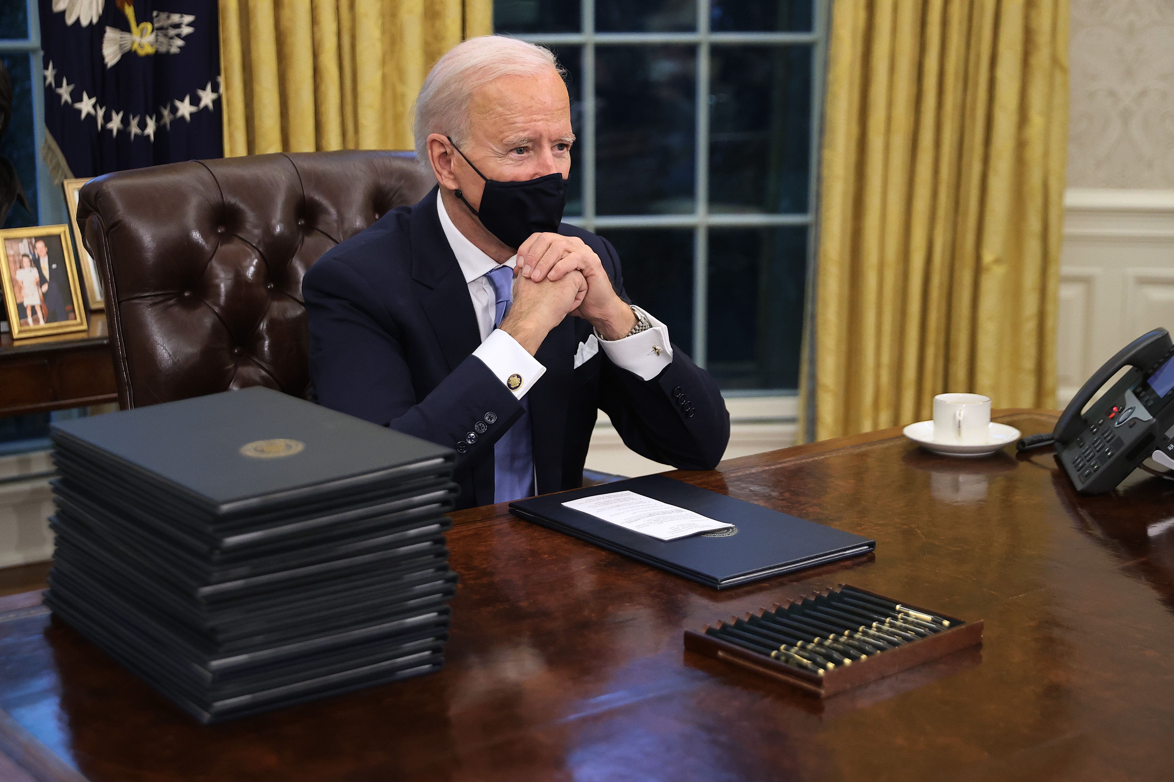 Joe Biden, ici dans le Bureau ovale de la Maison Blanche, à Washington, le 20 janvier