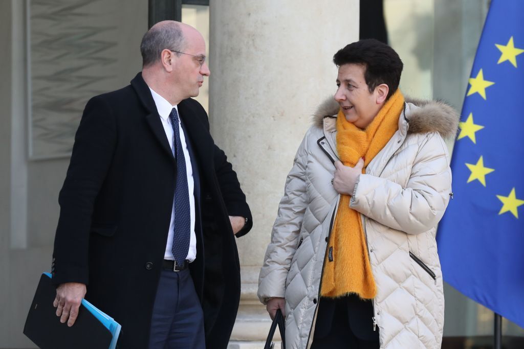 Frédérique Vidal et Jean-Michel Blanquer à la sortie de l'Elysée en février...