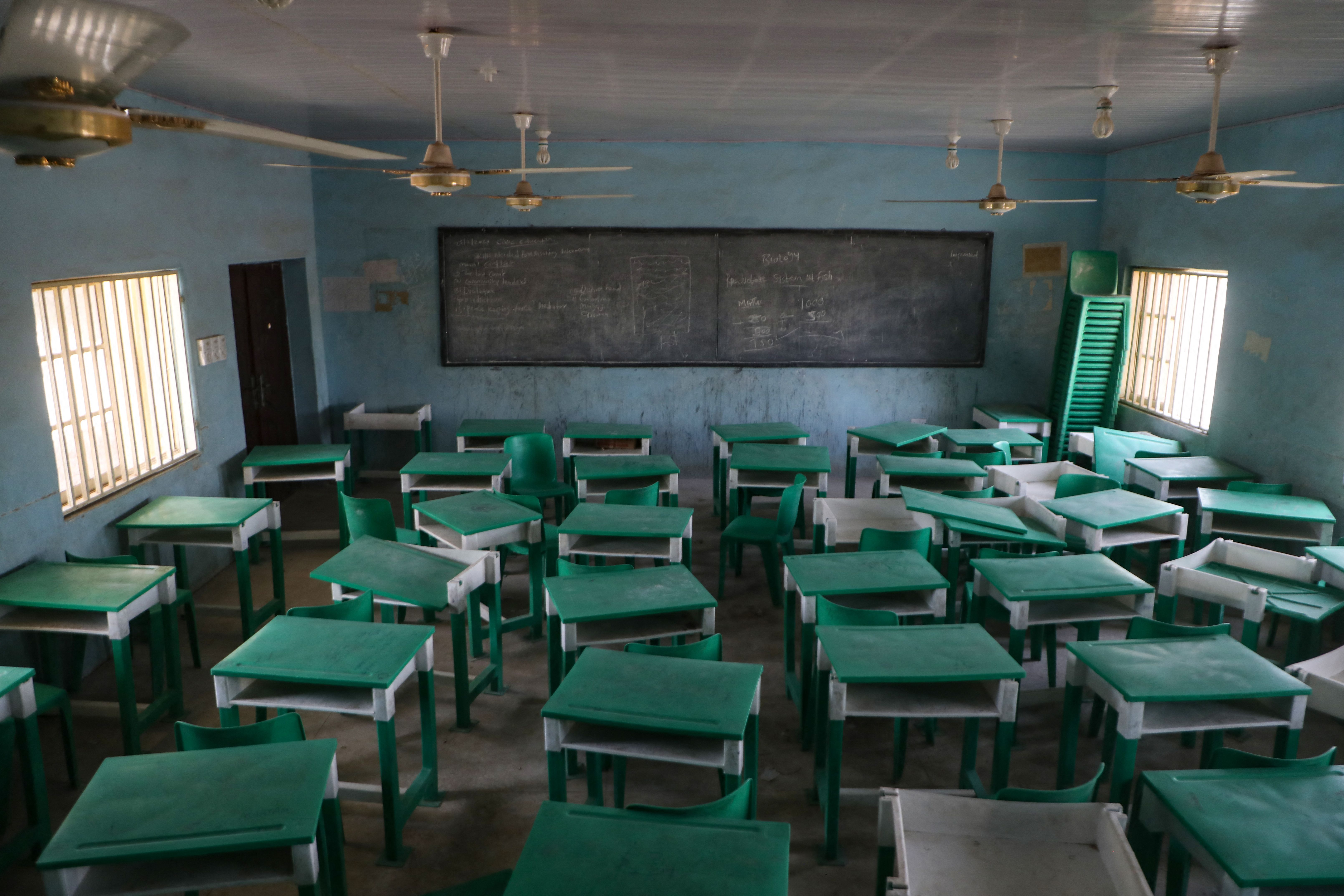 Une classe vide à Jangebe, un village de l'Etat de Zamfara, situé dans le Nord-Ouest du...