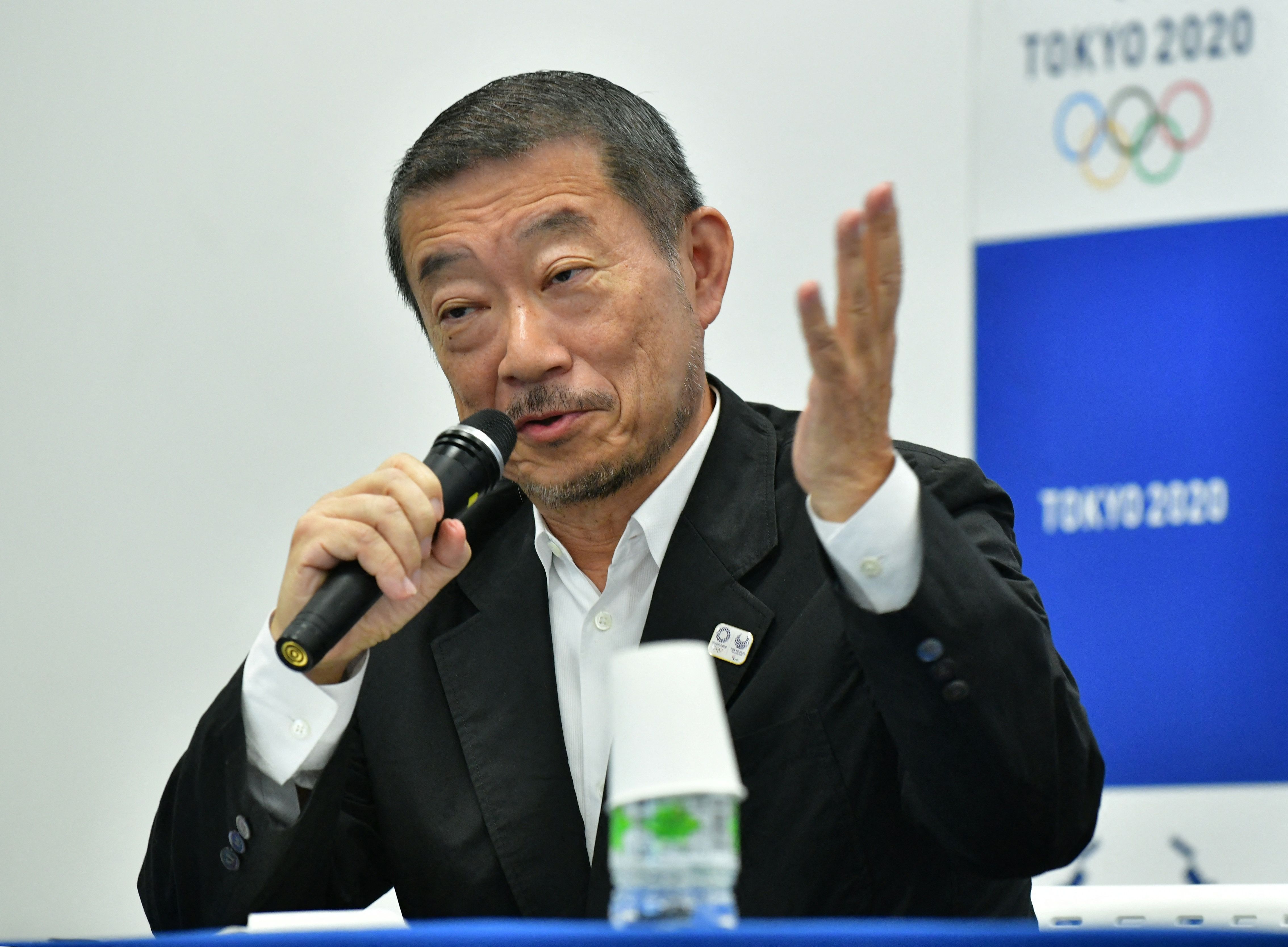 Hiroshi Sasaki lors d'une conférence de presse sur les Jeux Olympiques de Tokyo le 31 juillet