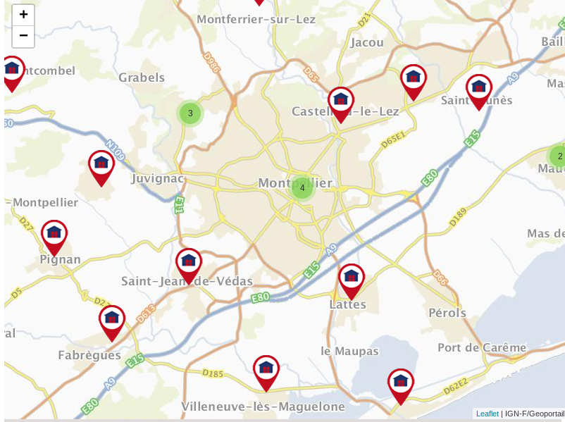 cartographie points de collecte don du sang Montpellier