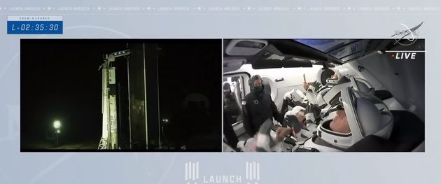 Olivier Pesquet et ses collègues astronautes attendent le lancement dans la capsule Crew-2 de