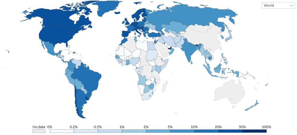 La carte de la vaccination dans le monde, par million d'habitants, au 24 avril. Données non communiquées...
