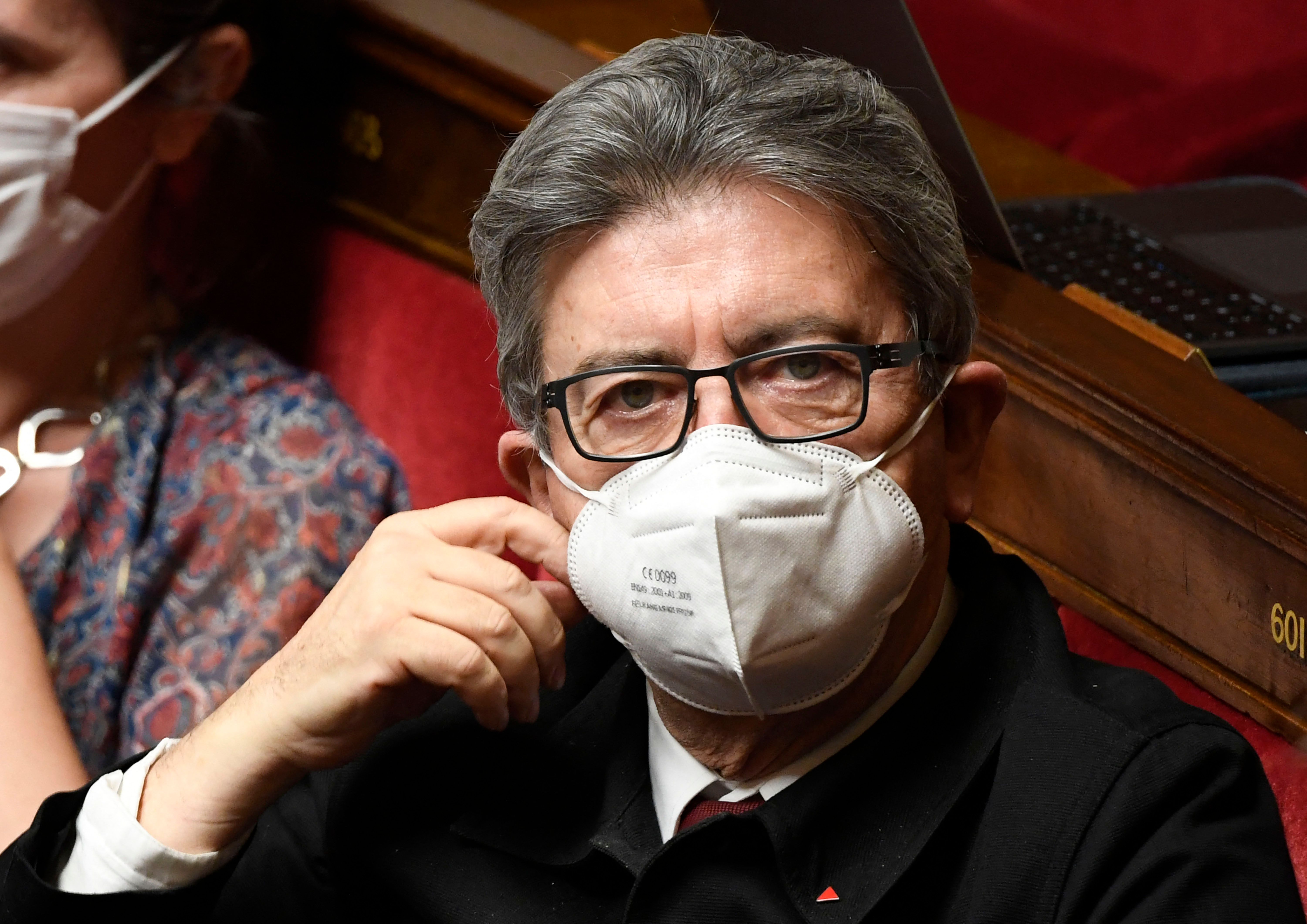 Le leader de la France insoumise Jean-Luc Mélenchon lors des questions au gouvernement à l'Assemblée...