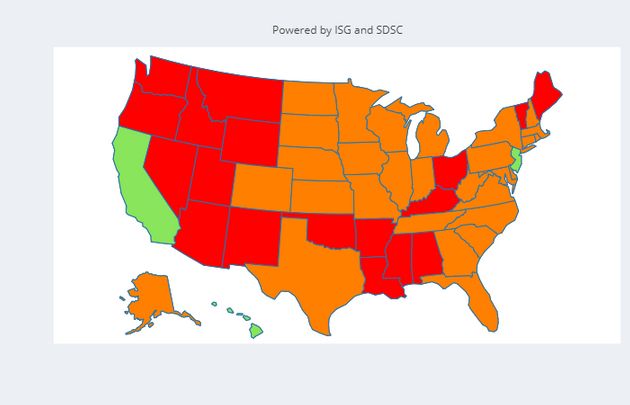 La carte du risque épidémique dans chaque état aux États-Unis mis à...