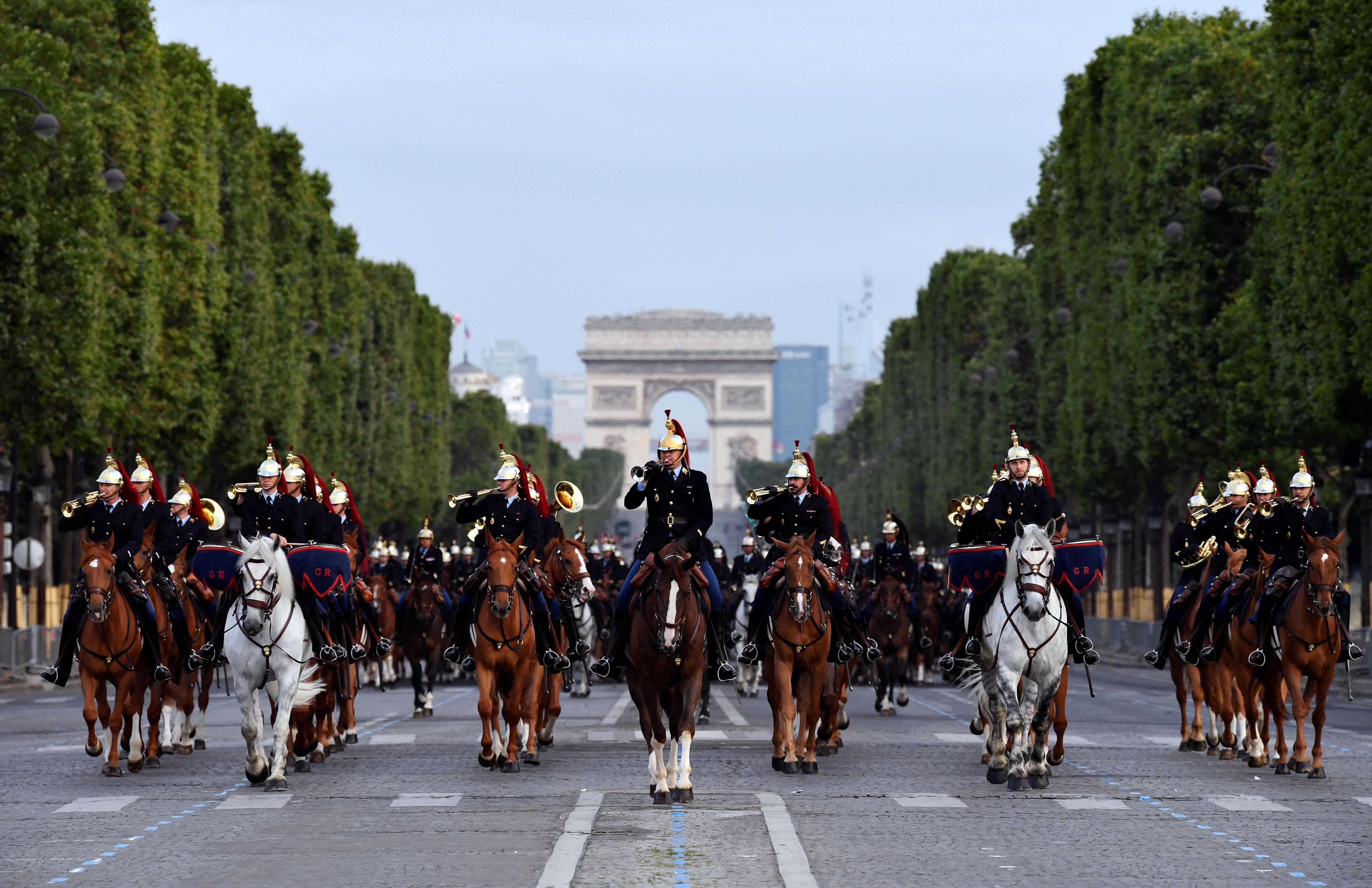 Les répétitions du défilé du 14 Juillet, sur les Champs Elysées, le 9 juillet 2021 à