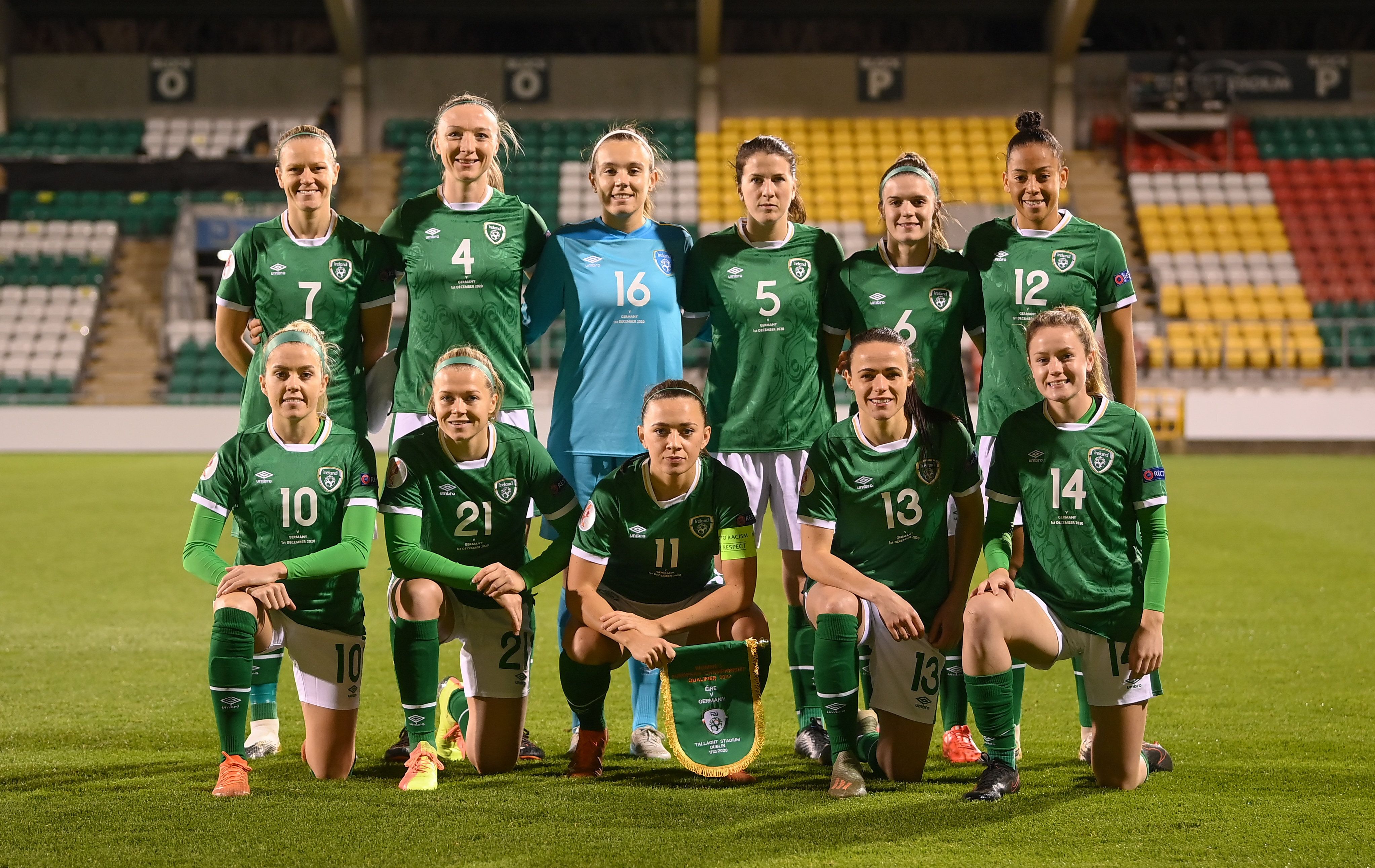 Les joueuses de l'équipe de football d'Irlande, lors d'une match qualificatif pour l'Euro féminin...