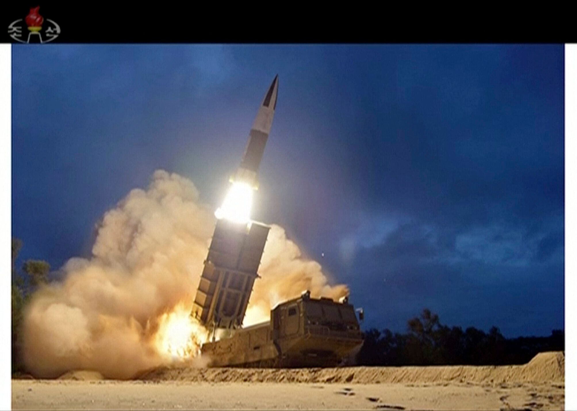 Image d'un test de lancement d'un missile en Corée du Nord en août
