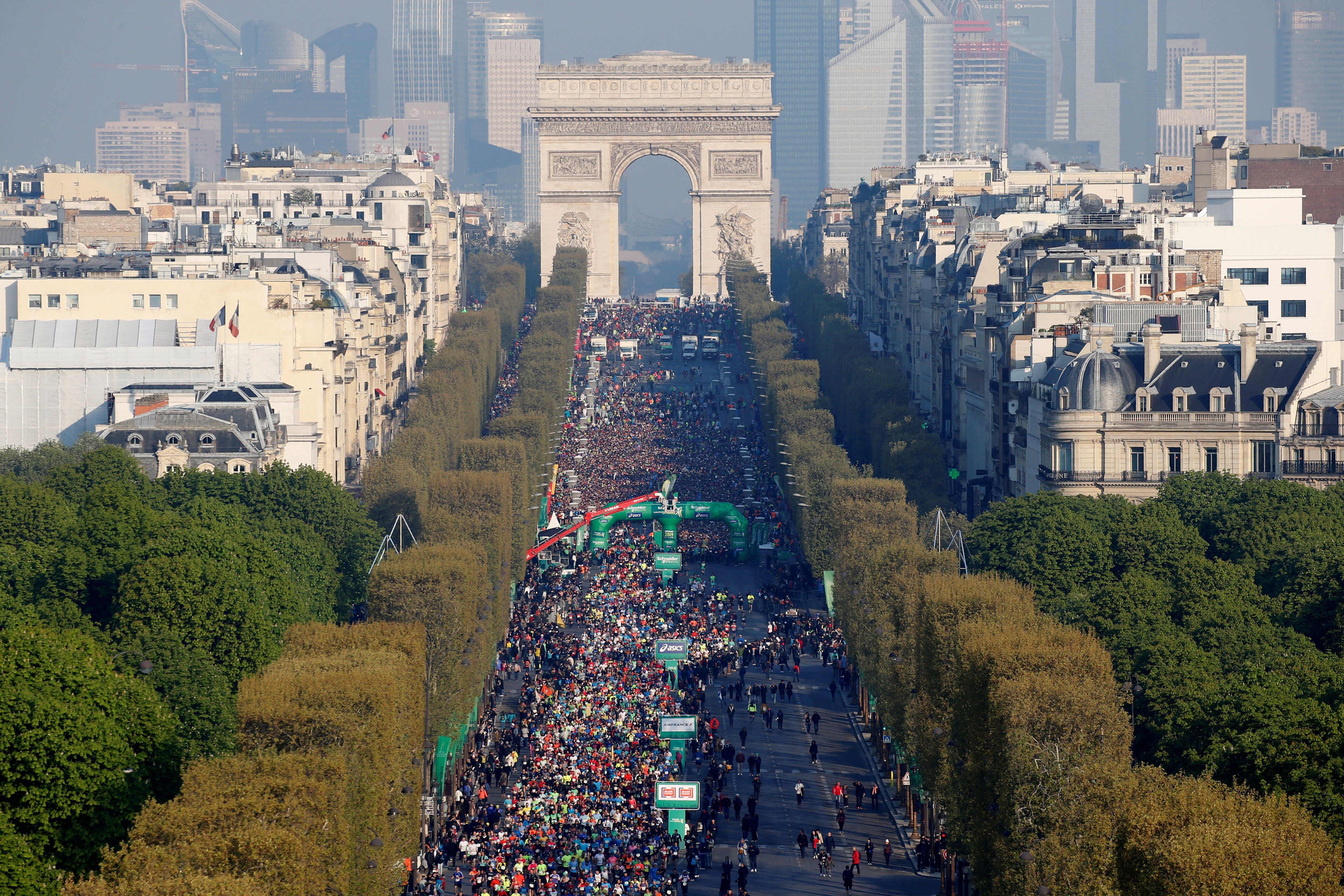 Lors du marathon de Paris, le 14 avril