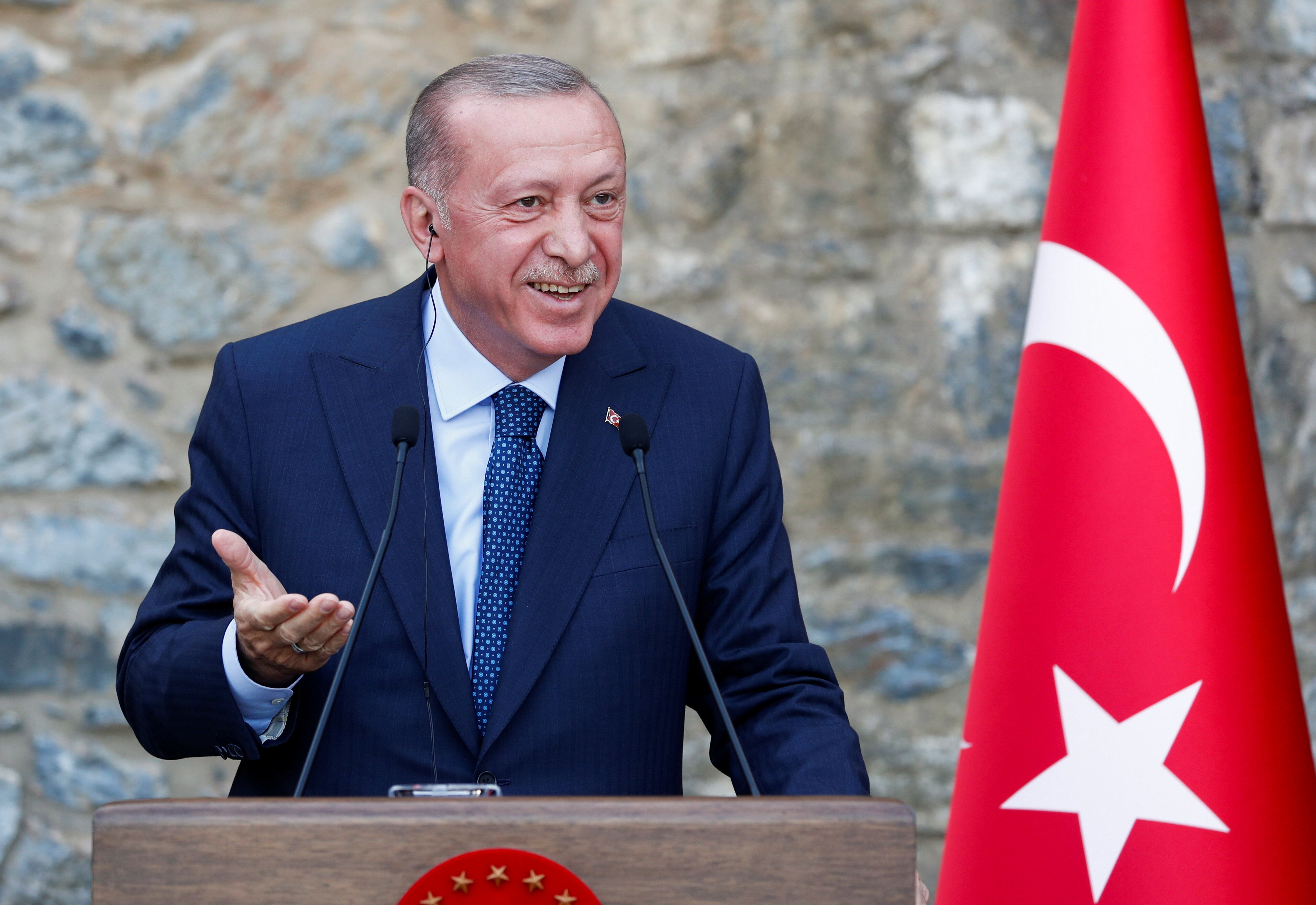 Recep Tayyip Erdogan, ici s'exprimant lors d'une conférence de presse après une rencontre...