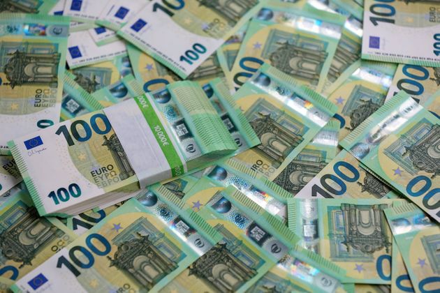 Full Frame 100 Euro Banknotes Overhead