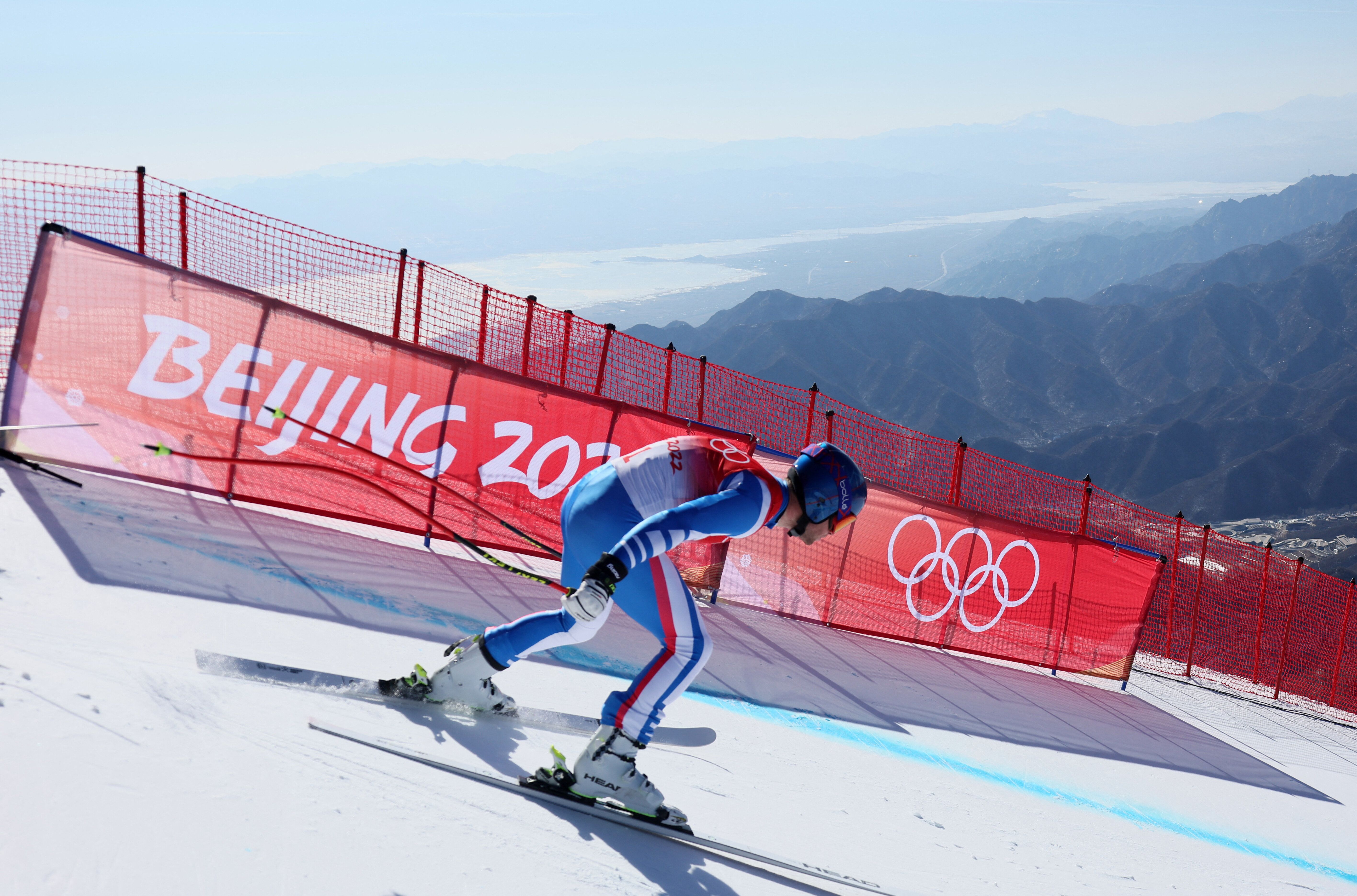 Le skieur français Alexis Pinturault lors d'in entraînement pour les JO d'hiver de...