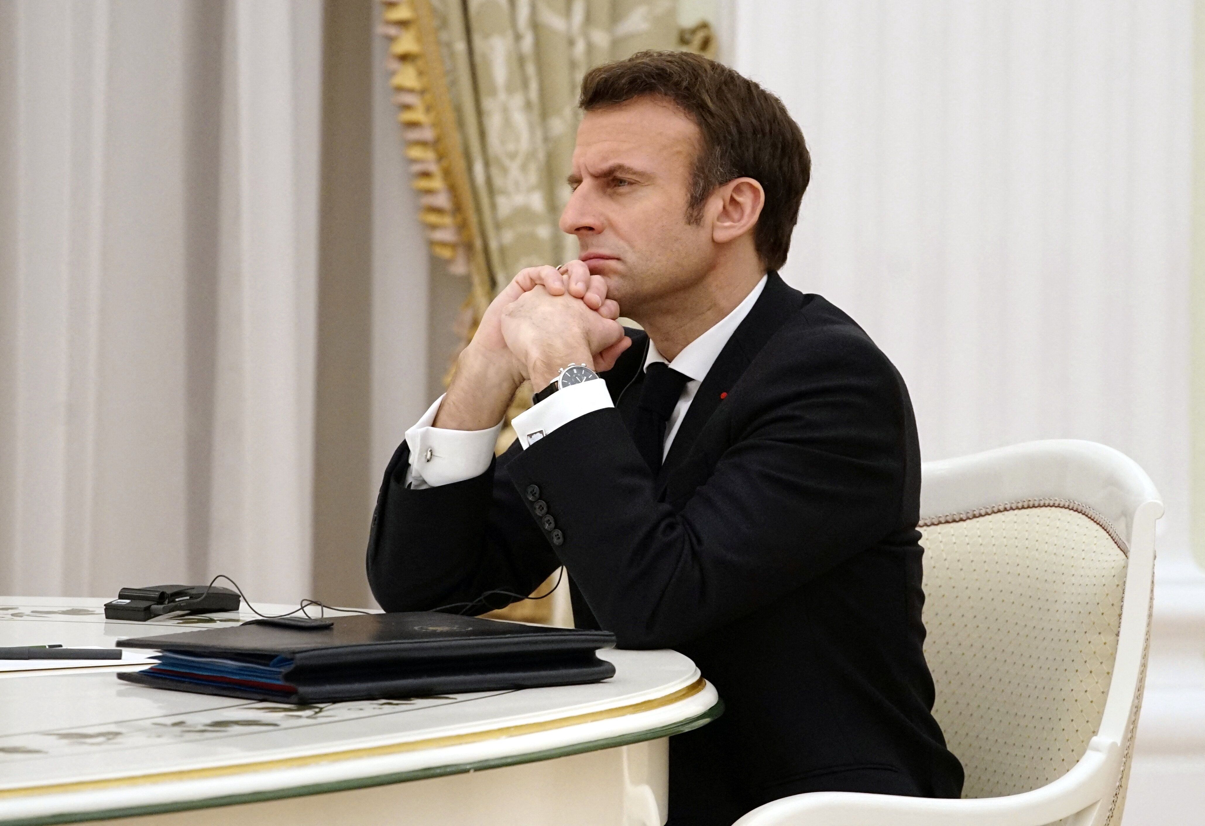 Emmanuel Macron, ici lors d'une rencontre avec Vladimir Poutine à Moscou, en Russie, le 7 février