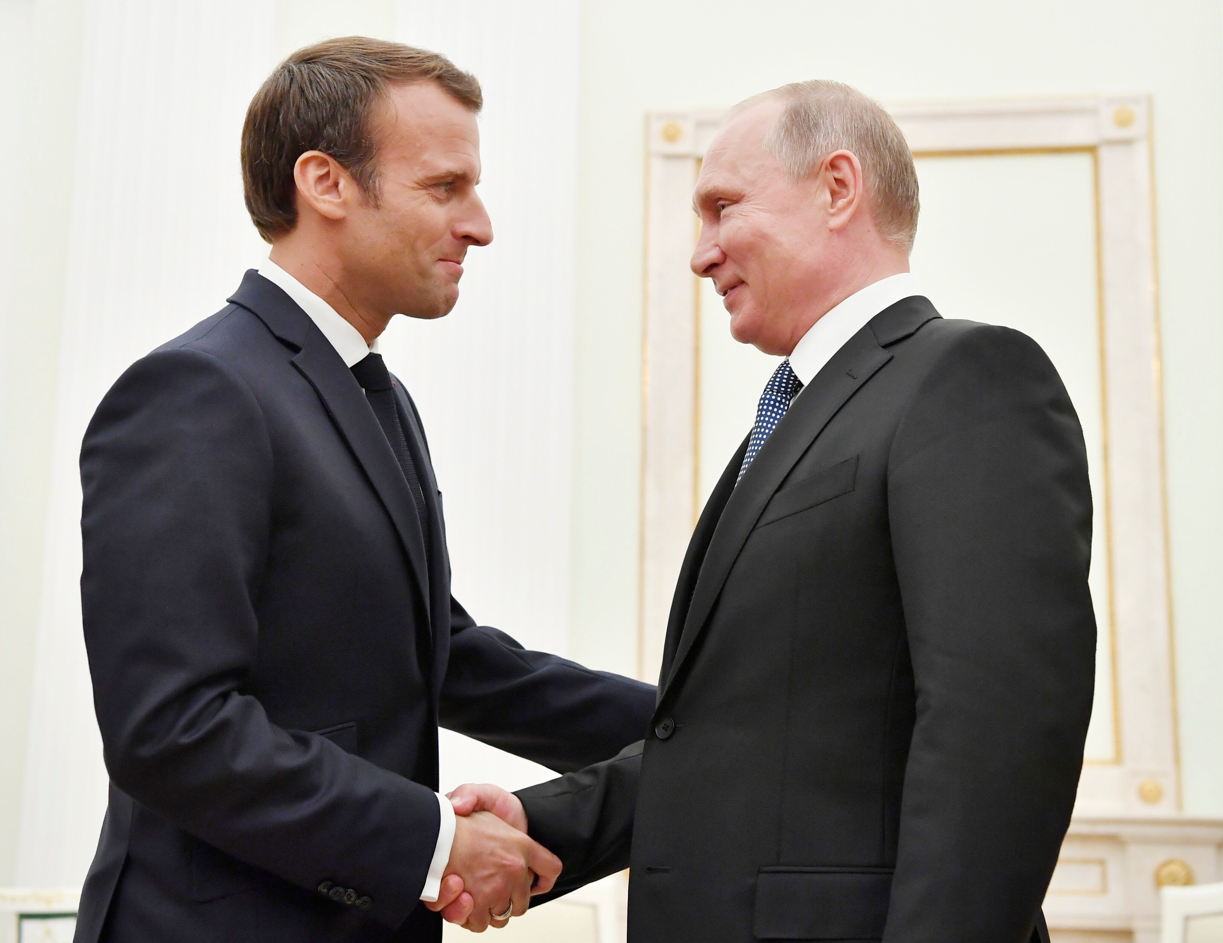 Image d'illustration - Le président Macron et son homologue russe Poutine lors d'une rencontre...