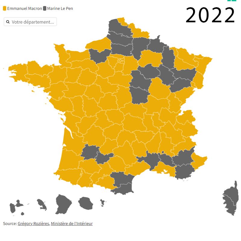 les résultats du second tour de l'élection présidentielle de 2022 par