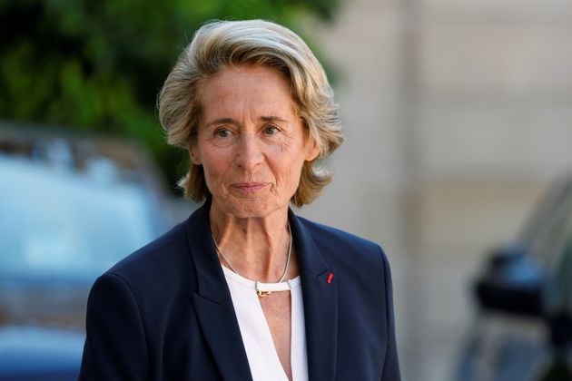 La ministre Caroline Cayeux, le 4 juillet 2022, à la sortie d'un Conseil des ministres. (Photo by Ludovic...