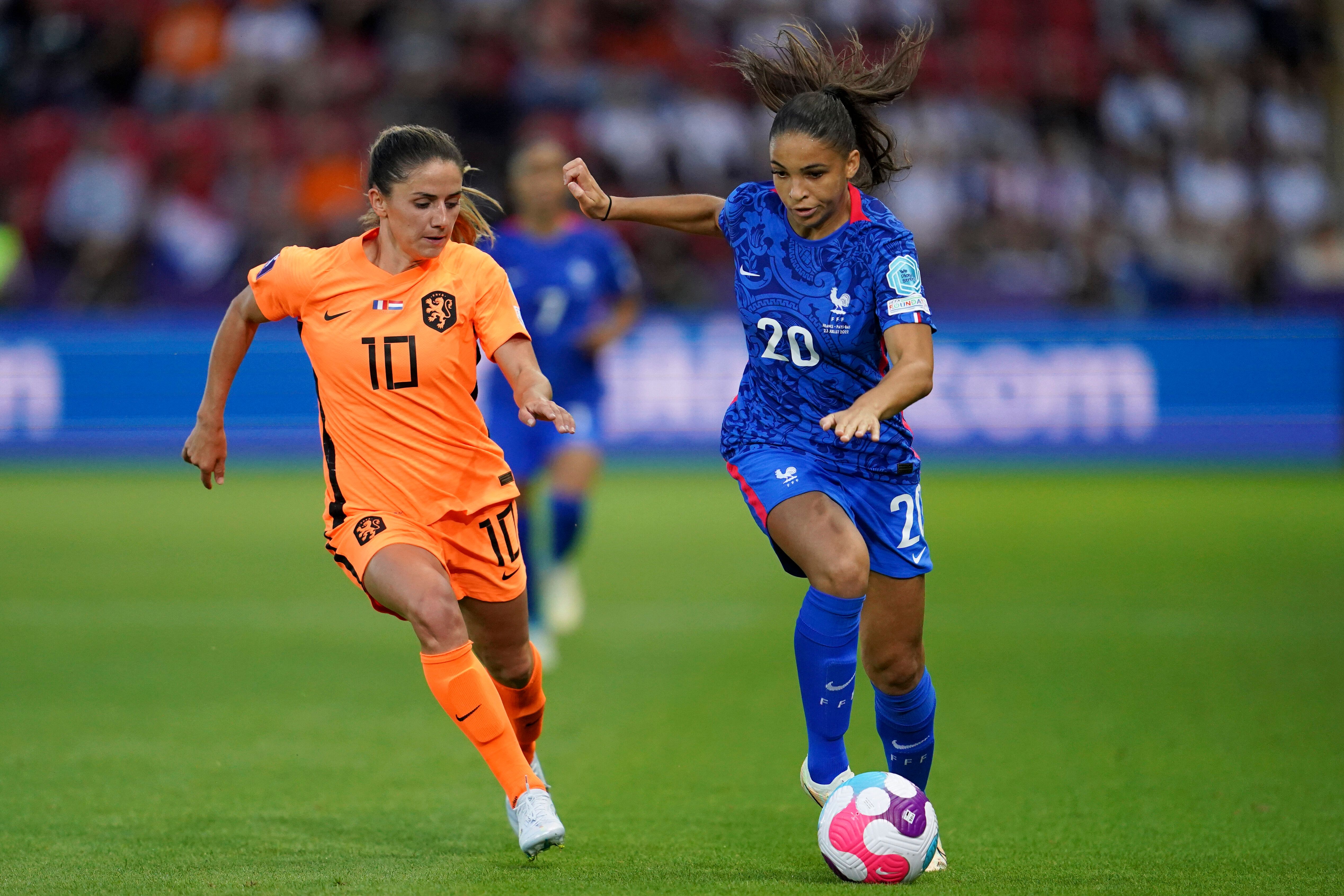Delphine Cascarino lors du match contre les Pays-Bas en quart de finale de l'Euro féminin 2022...