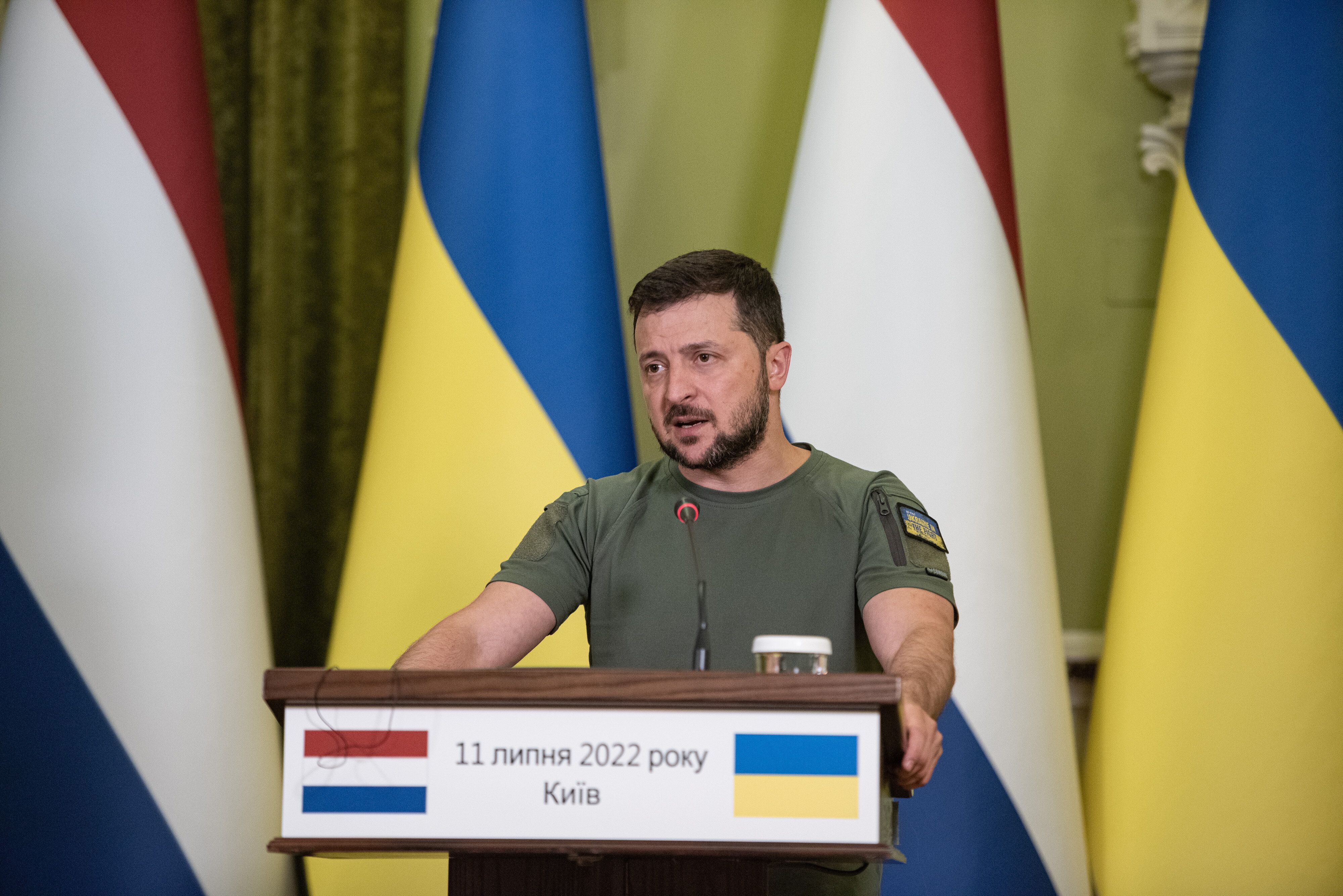 Volodymyr Zelensky, ici lors d'une conférence de presse à Kiev en Ukraine, le 11 juillet