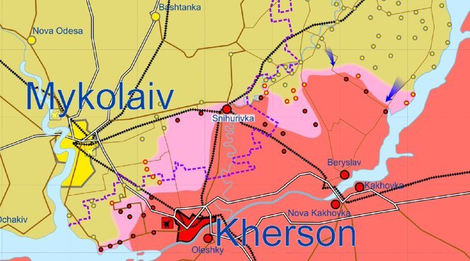 Le front de Kherson au 24 octobre - Twitter @war_mapper