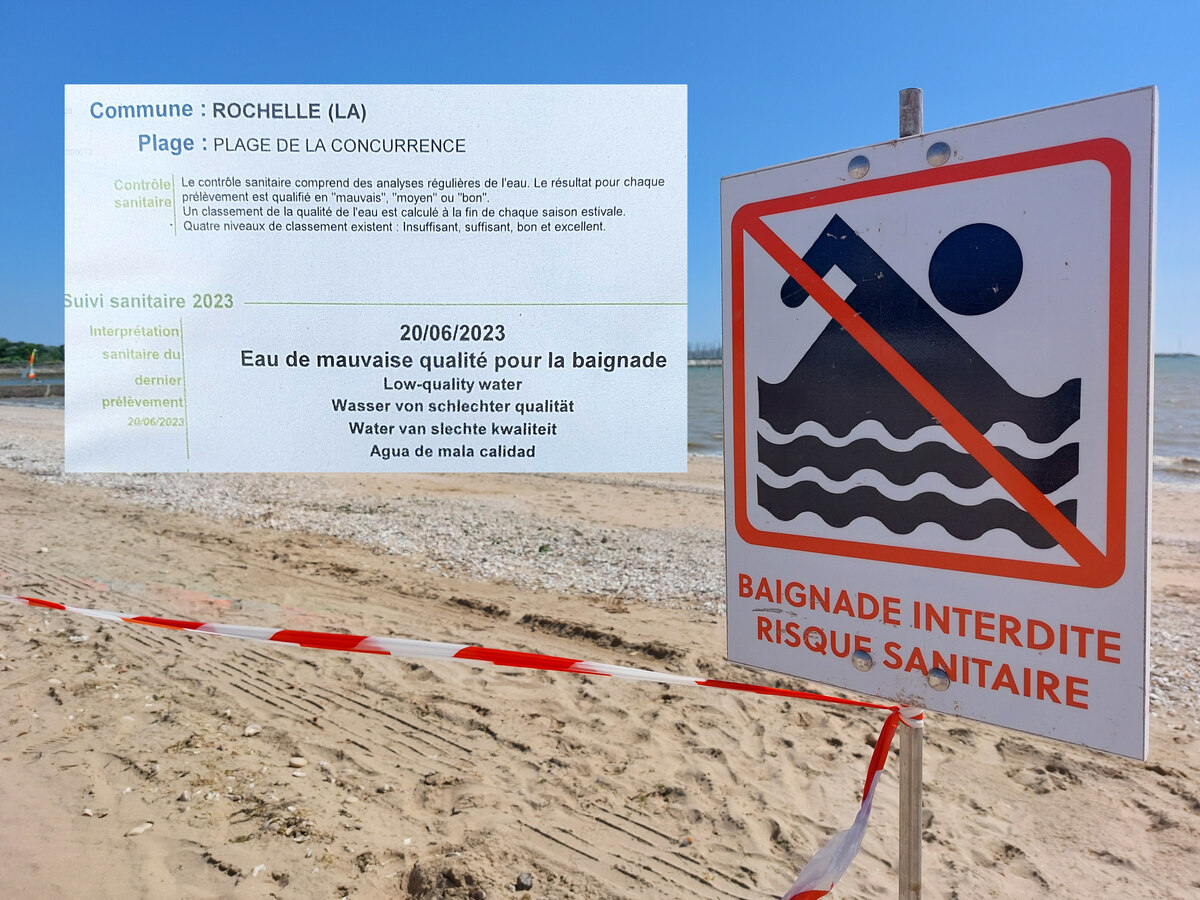 Vu à La Rochelle : des panneaux explicites et du ruban de signalisation - © Reflets